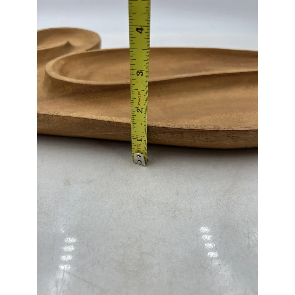 Vintage Wooden Duck Serving Tray 3 Section Nut Dish Hand Carved Philippines Wood